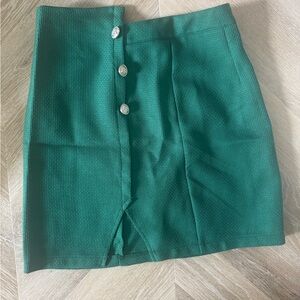 SHEIN Green Mini Skirt with Silver Buttons